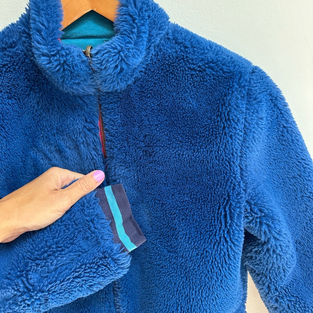 Matilda Jane reversible sleigh ride rosey floral and blue fuzzy jacket size 12 - Picture 6 of 11